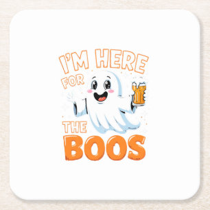 Dessous-de-verre Carré En Papier Funny Halloween Ghost Design – "I’m Here for the B