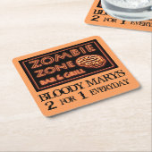 Dessous-de-verre Carré En Papier Funny Halloween Zombie Zone Bloody Marys (Incliné)