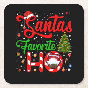 Dessous-de-verre Carré En Papier Funny Noël Père Noël Favori Ho Noël