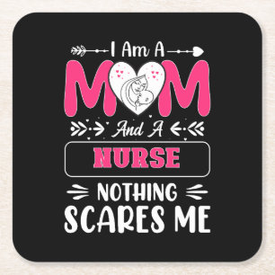 Dessous-de-verre Carré En Papier Funny Nurse Maman, Nurse Mom drôle citations