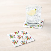 Dessous-de-verre Carré En Papier Funny Snowman Penguin Gold Parties scintillant Joy (En situation)