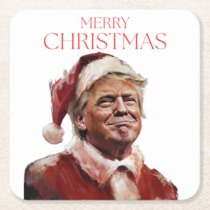 Dessous-de-verre Carré En Papier Funny Trump Santa Claus Carte de Noël