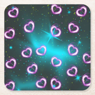 Dessous-de-verre Carré En Papier Galaxie de coeur