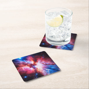 Dessous-de-verre Carré En Papier Galaxie Nébuleuse Colorée Étoiles Spatiales Univer