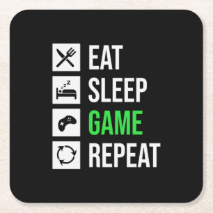 Dessous-de-verre Carré En Papier Gamer Art Manger Sleep Jeu Répétition