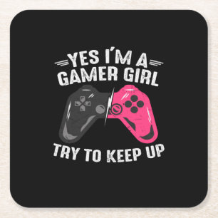 Dessous-de-verre Carré En Papier Gamer Art Oui Je Suis Une Gamer Girl