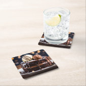 Dessous-de-verre Carré En Papier Gâteau au chocolat (En situation)