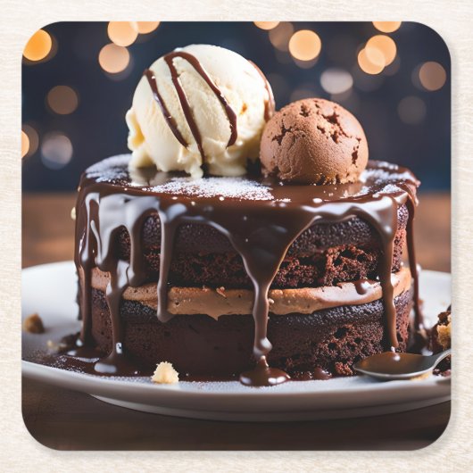 Dessous-de-verre Carré En Papier Gâteau au chocolat (Devant)