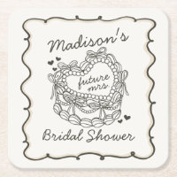 Gâteau Coquette Rétro Cœur Beige Ruban Shower de M