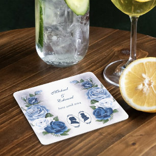 Dessous-de-verre Carré En Papier Gay Grooms Regency Roses bleus