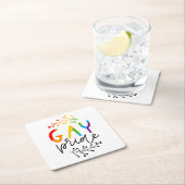 Dessous-de-verre Carré En Papier Gay pride (En situation)