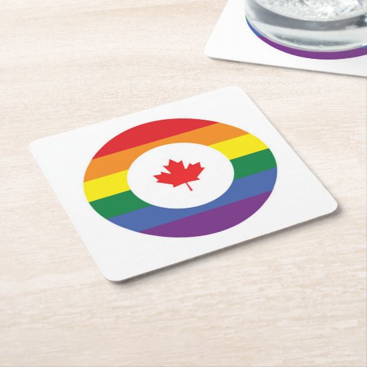 Dessous-de-verre Carré En Papier Gay pride canadien (Incliné)