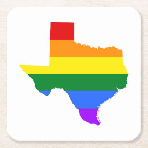 Dessous-de-verre Carré En Papier Gay pride  Texas Rainbow