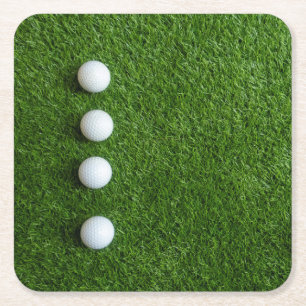 Dessous-de-verre Carré En Papier Gazon de golf avec ballons de golf