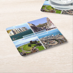 Dessous-de-verre Carré En Papier GB Dover Kent - Dover Castle - White Cliff - Casta