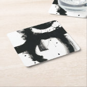 Dessous-de-verre Carré En Papier Gesture en Onyx - Trucs de peinture noir (Incliné)