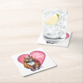 Dessous-de-verre Carré En Papier Ginger Cat Saint-Valentin (En situation)