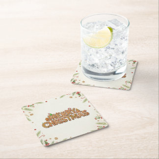 Dessous-de-verre Carré En Papier Gingerbread “Merry Christmas” Holiday Coasters