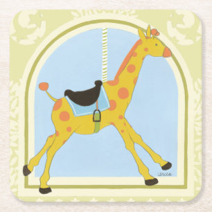 Dessous-de-verre Carré En Papier Girafe avant juin Bruyère Vess de carrousel