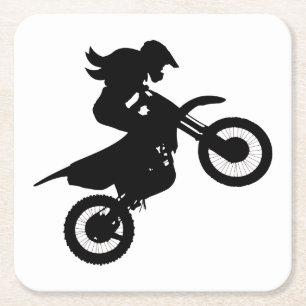Dessous-de-verre Carré En Papier Girl Dirt Bike