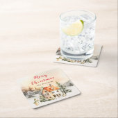 Dessous-de-verre Carré En Papier Gîte de vacances d'hiver Joyeux Noël (En situation)