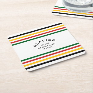 Dessous-de-verre Carré En Papier Glacier Cabine Club Custom Crest Park Stripe