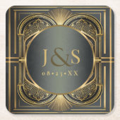 Dessous-de-verre Carré En Papier Glam Art Deco Mariage ID1033 (Devant)