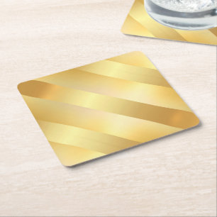 Dessous-de-verre Carré En Papier Glamor Faux Gold Moderne Élégant Modèle blanc