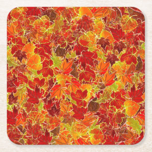 Dessous-de-verre Carré En Papier Glittery Fall Maple Feuilles