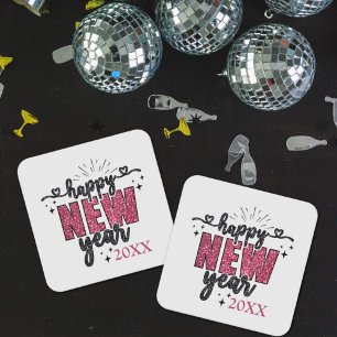 Dessous-de-verre Carré En Papier Glittery New Year's Eve Party