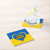 Dessous-de-verre Carré En Papier Glory to Ukraine written in Ukrainian (En situation)