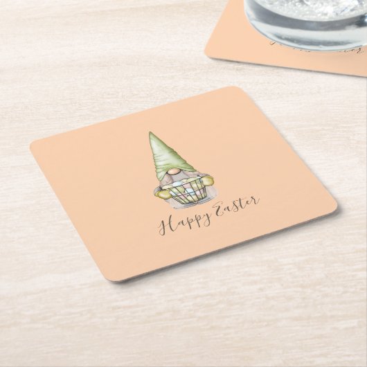 Dessous-de-verre Carré En Papier Gnome de Pâques douce avec oeufs (Incliné)