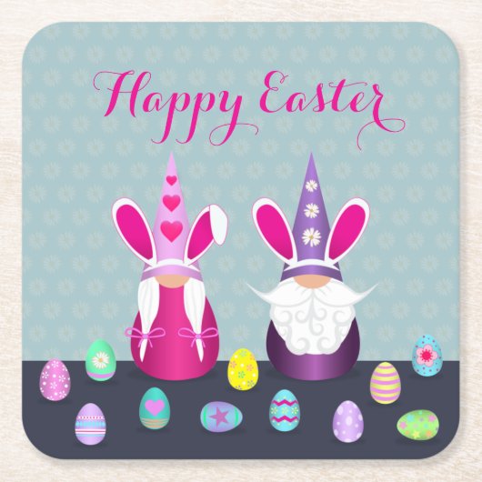 Dessous-de-verre Carré En Papier Gnomes de Pâques (Devant)