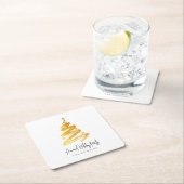 Dessous-de-verre Carré En Papier Gold Christmas Tree Fête (En situation)