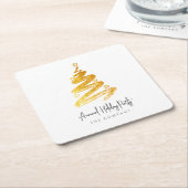 Dessous-de-verre Carré En Papier Gold Christmas Tree Fête (Incliné)