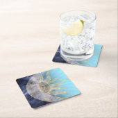 Dessous-de-verre Carré En Papier Gold Moon Sun Mandala Celestial Design (En situation)