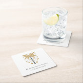 Dessous-de-verre Carré En Papier Gold Palm Tree Chaleureux Vacances (En situation)