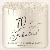 Dessous-de-verre Carré En Papier Gold Parties scintillant 70e fête d'anniversaire (Devant)