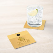 Dessous-de-verre Carré En Papier Golden Chinese Chien Papercut 2018 Monogramme pers (En situation)