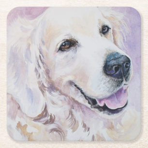 Dessous-de-verre Carré En Papier Golden retriever
