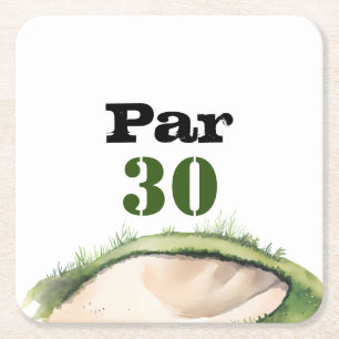 Dessous-de-verre Carré En Papier Golf 30e anniversaire Par tee trente party