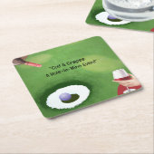 Dessous-de-verre Carré En Papier Golf et vin pour golfeur (Incliné)