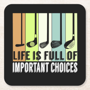 Dessous-de-verre Carré En Papier Golf Funny Life Choices Clubs