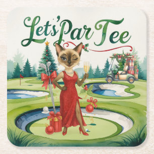 Dessous-de-verre Carré En Papier Golf Noël Let's Par Tee for Golfer party