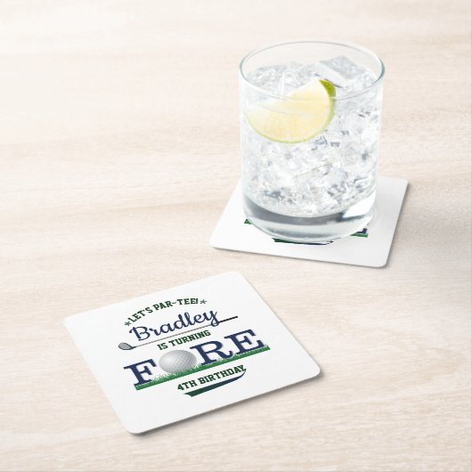 Dessous-de-verre Carré En Papier Golf PAR-TEE 4e anniversaire (En situation)