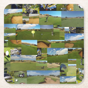 Dessous-de-verre Carré En Papier Golf, Photo Collarge, Dessous de verre en papier