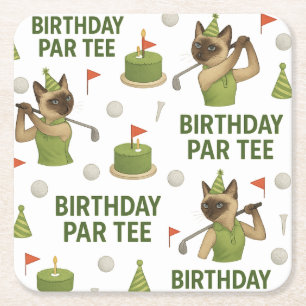 Dessous-de-verre Carré En Papier Golfer 60e anniversaire pour Amoureux des chats