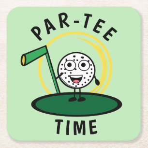 Dessous-de-verre Carré En Papier Golfers Par-Tee Time