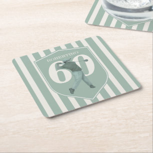 Dessous-de-verre Carré En Papier Golfeur Préparé Vintage Vert Blanc 60e Anniversair