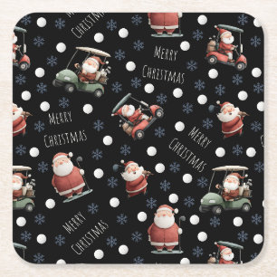 Dessous-de-verre Carré En Papier Golfing Père Noël sur le Dessous de verre de papie